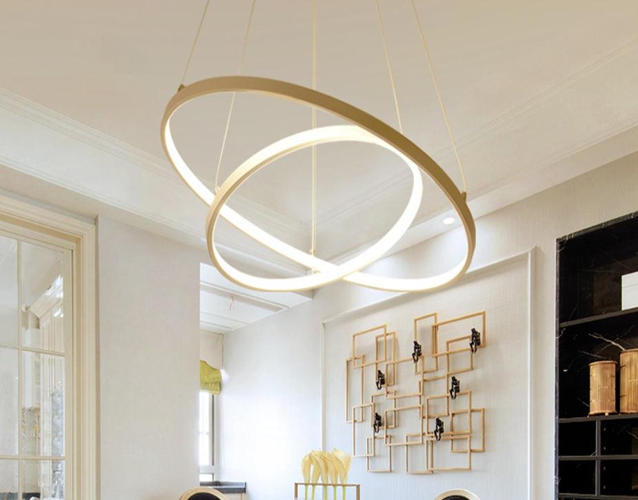 Modern Luxury Gold 2 Ring LED Pendant Light