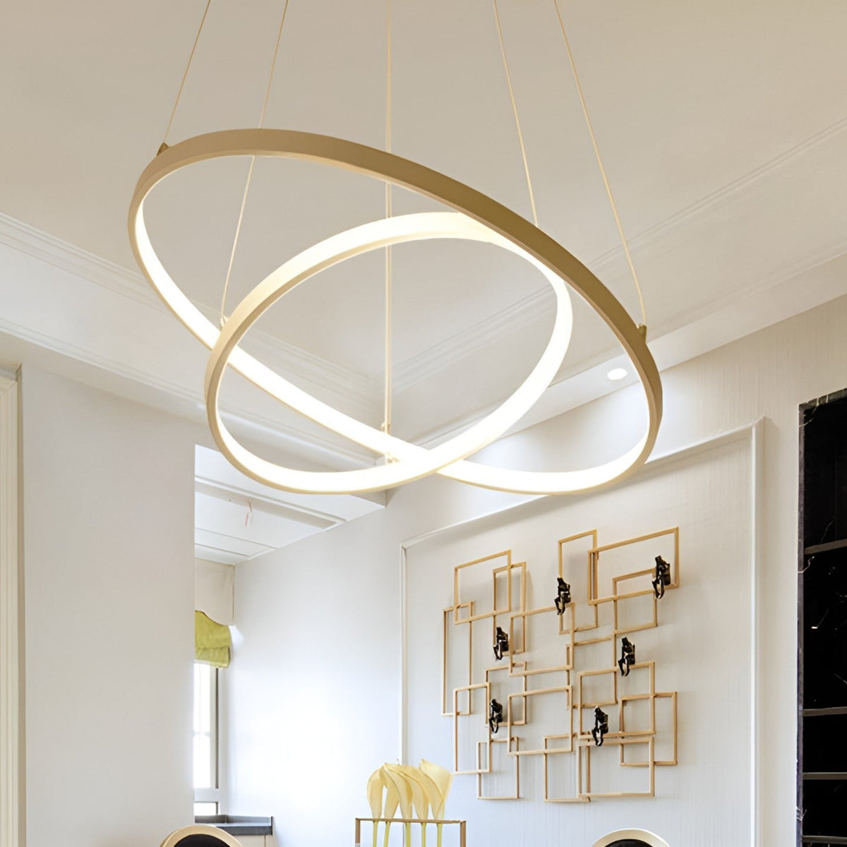 Modern Luxury Gold 2 Ring LED Pendant Light