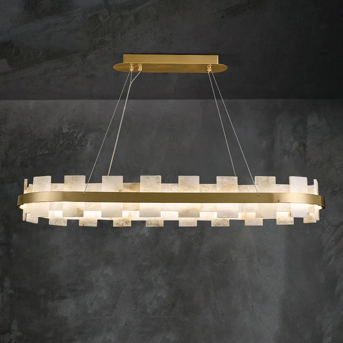 MARBELLE Luxury Gold Spanish Marble LED Linear Chandelier