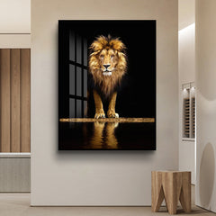 Majestic Lion Crystal Porcelain Framed Print Wall Art