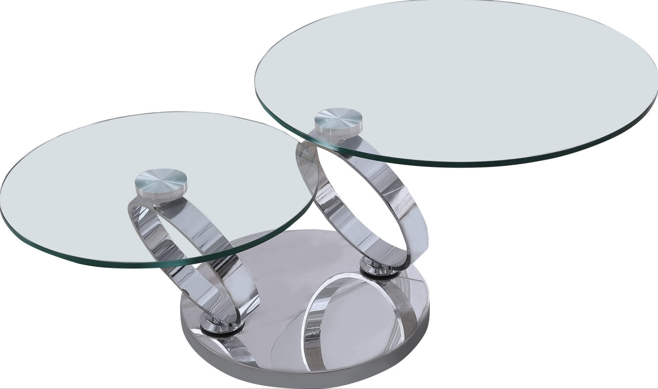 CAFELLE Stainless Steel and Glass Top Coffee Table