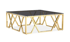 TABLUXE Stainless Steel and Glass Top Coffee Table