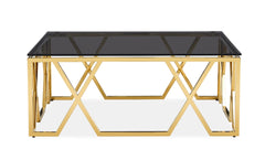 TABLUXE Stainless Steel and Glass Top Coffee Table