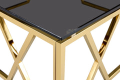 TABLUXE Stainless Steel and Glass Top Coffee Table