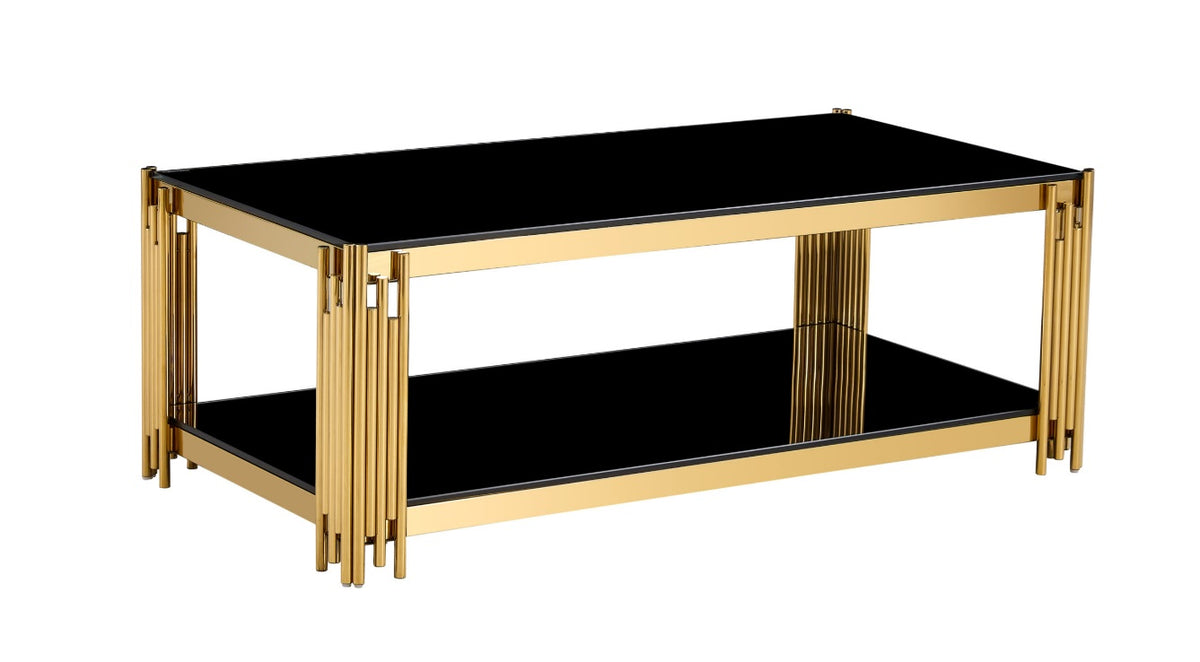 CAFINO Stainless Steel and Glass Top Coffee Table