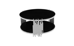 JAVITA Stainless Steel and Glass Top Coffee Table