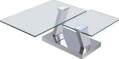 COMFIQUE Stainless Steel and Glass Top Coffee Table