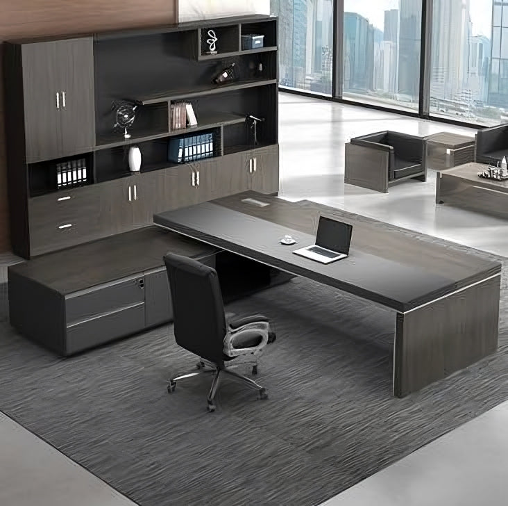 Modern Gray Executive Luxury Office Desk