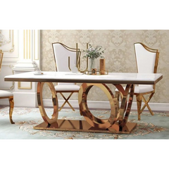 Victoria Stainless Steel Marble Top Dining Table