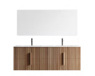 Zen Basin Wood Wall Mount Bathroom Vanity Set