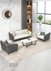 Ivory Elegance White and Gray Leather Office Sofa Set