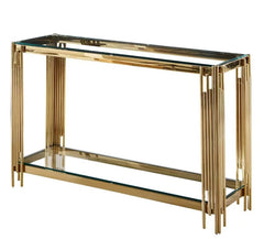 CENDRO Stainless steel and Glass Top Console Table