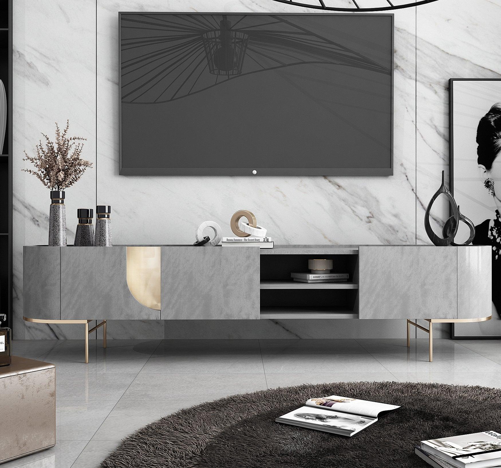 Antigua Luxurious Gray Media Cabinet - Northern Interiors