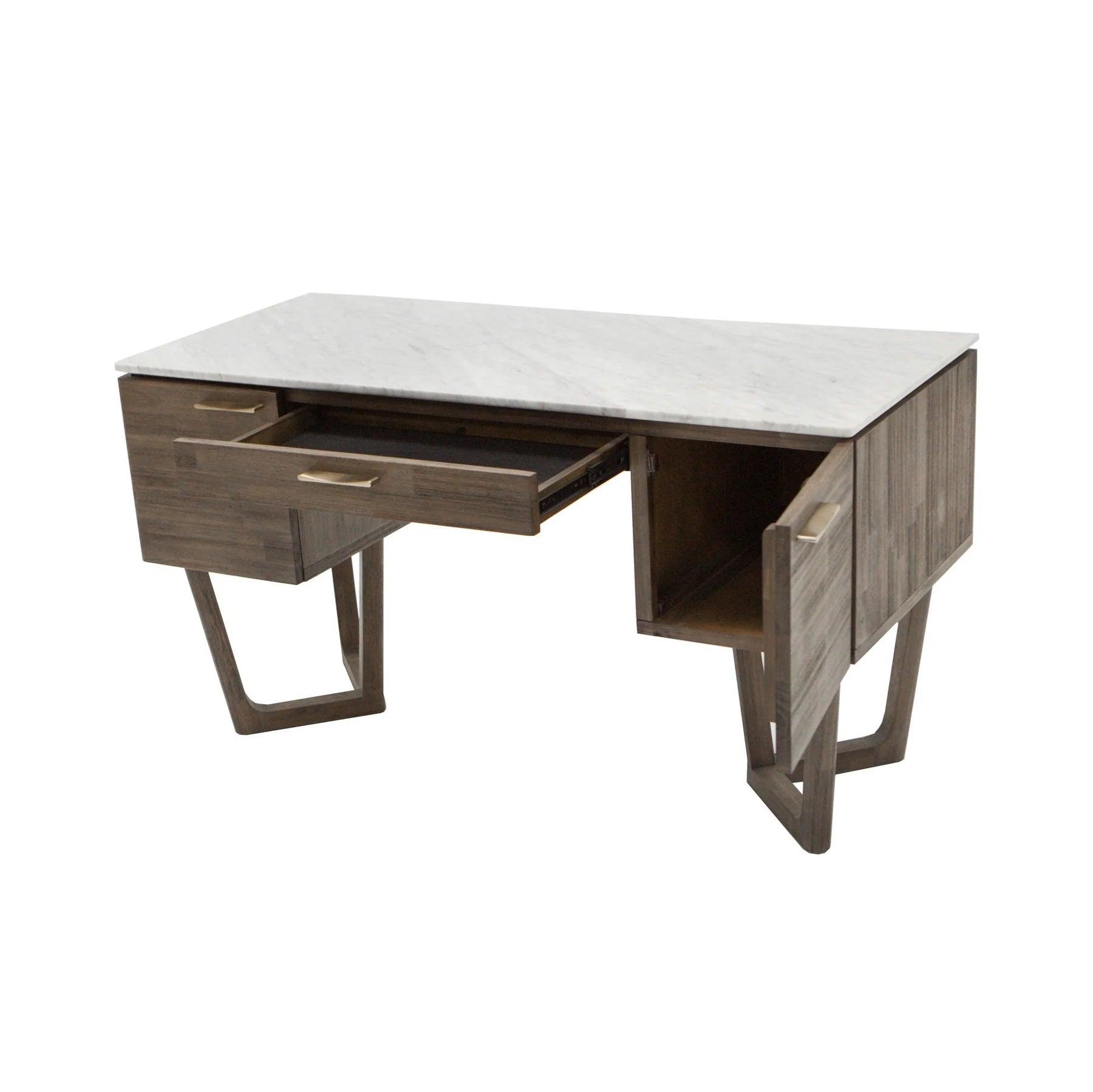 Aura Writing Compact Desk with Italian Carrara Marble Top - Northern Interiors
