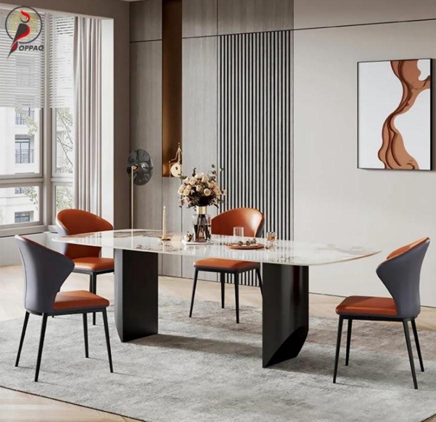 Black Luxury Modern Stone Top Dining Set - Northern Interiors