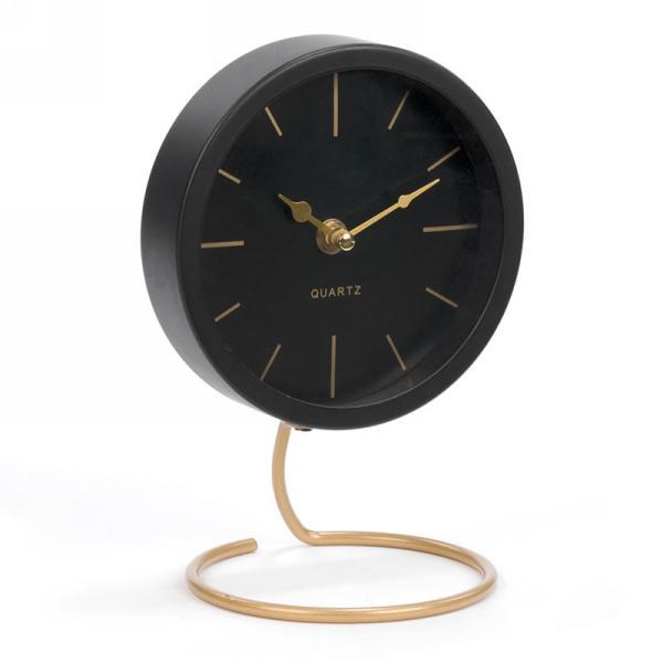 Black table clock on gold stand - Northern Interiors