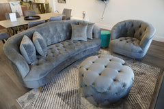 Classic Gray Velvet Buttoned Sofa Set - Northern Interiors