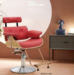 ELEANOR Stylish Red Salon Chair with Wood Finish Back - Northern Interiors