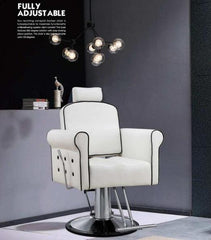 ELSALVADOR Vanquish White Leather Barber Chair - Northern Interiors