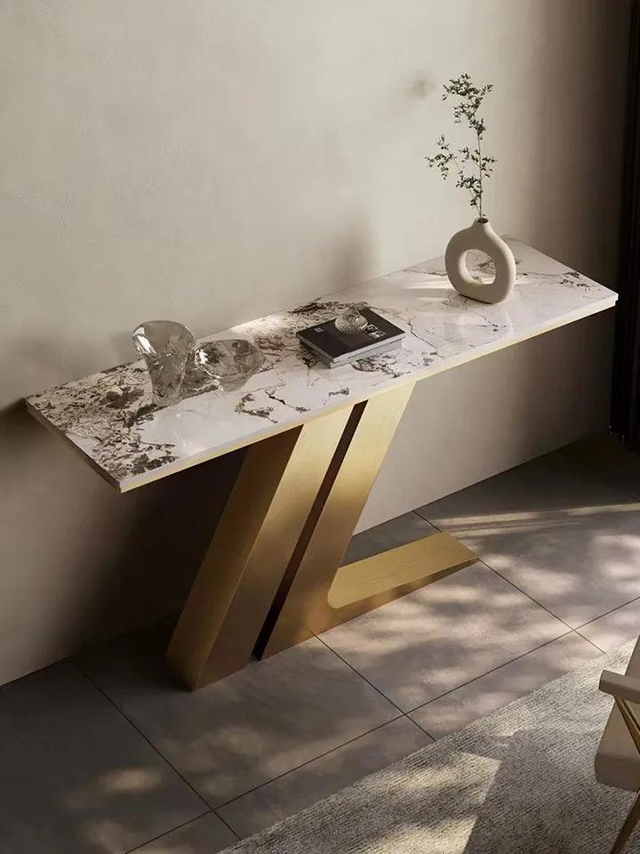 Eyvor Stainless steel Marble Top Console Table - Northern Interiors