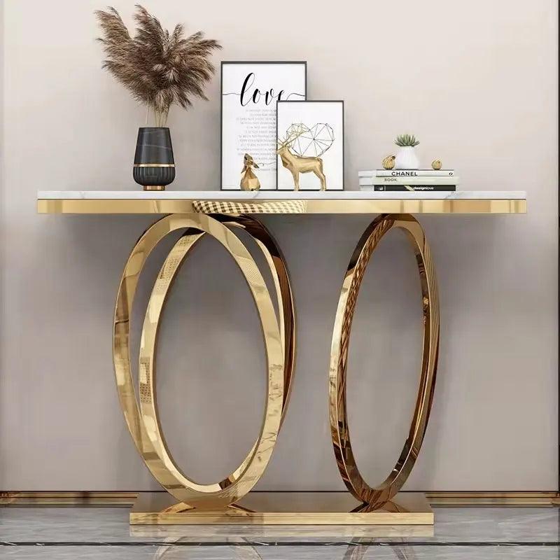 Fiore Stainless steel Marble Top Console Table - Northern Interiors