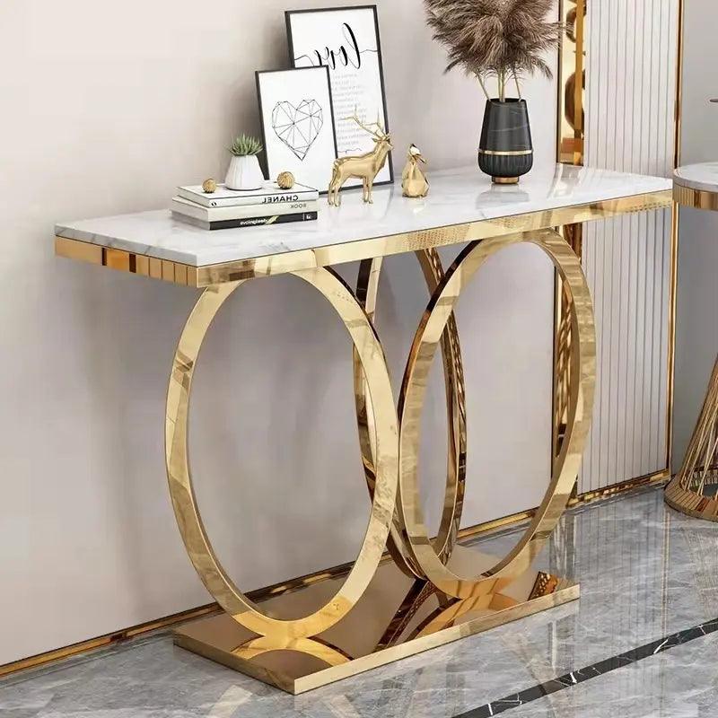 Fiore Stainless steel Marble Top Console Table - Northern Interiors