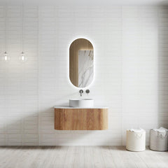 Fluted Wood Wall Mount Bathroom Vanity Set - Northern Interiors