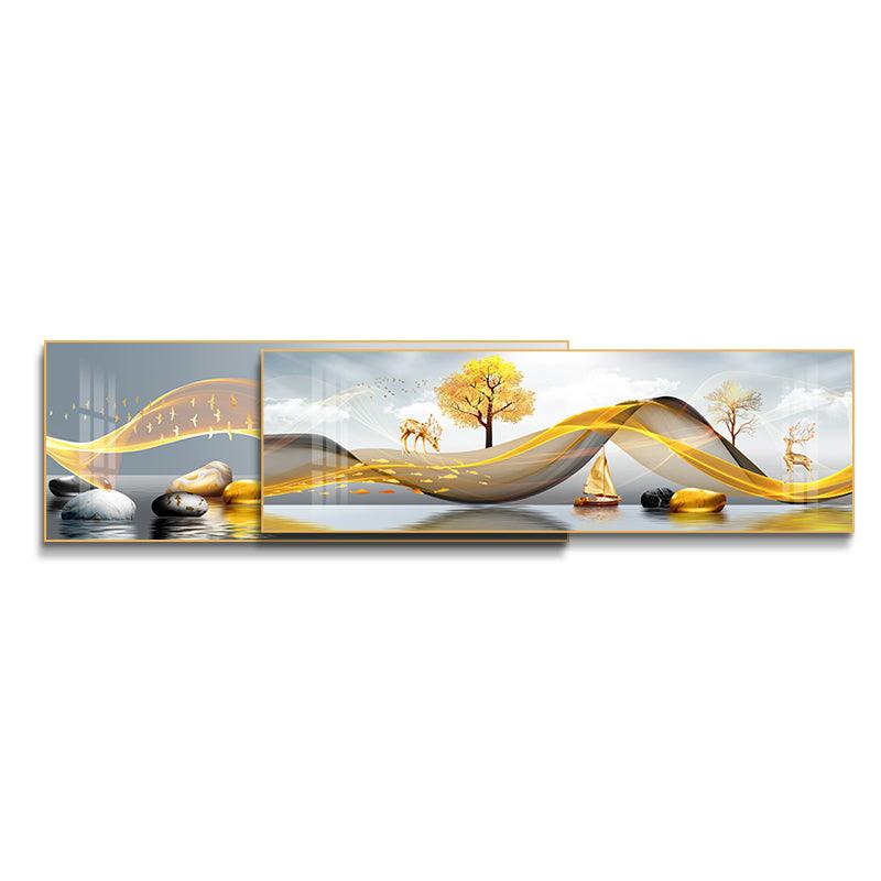 Golden Breeze Modern Dual Wall Art - Northern Interiors