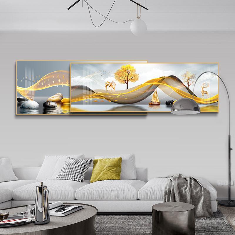 Golden Breeze Modern Dual Wall Art - Northern Interiors