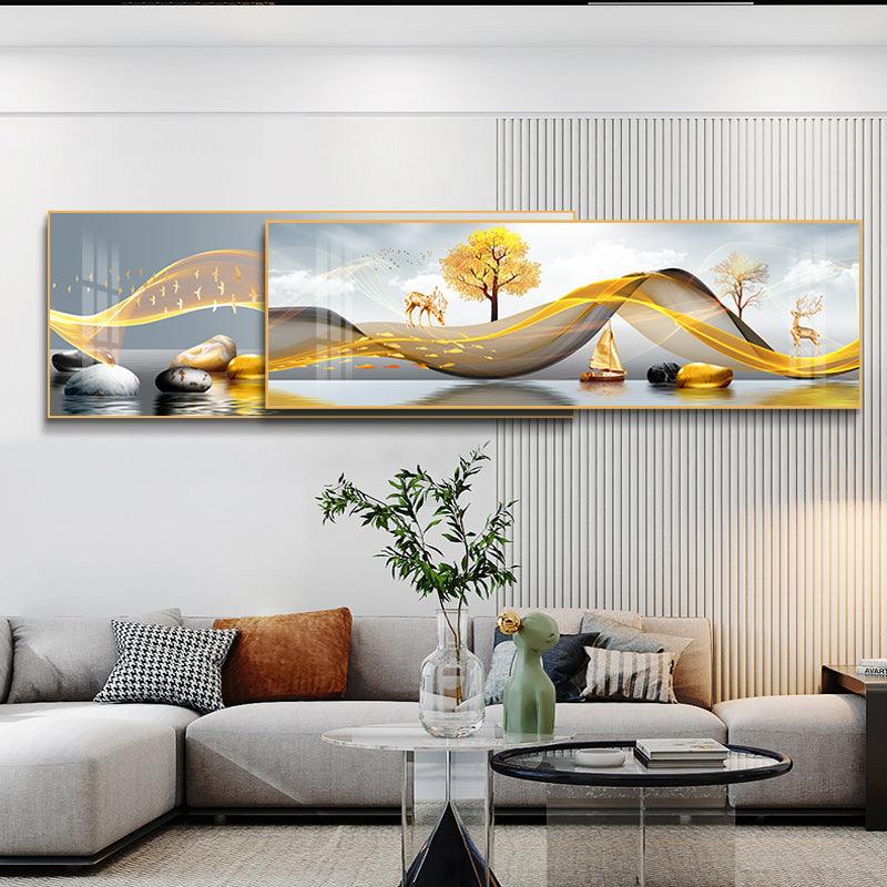 Golden Breeze Modern Dual Wall Art - Northern Interiors