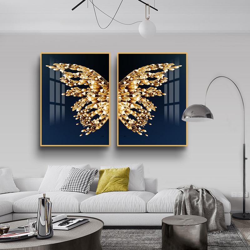 Golden Butterfly Crystal Porcelain Framed Wall Art - Northern Interiors