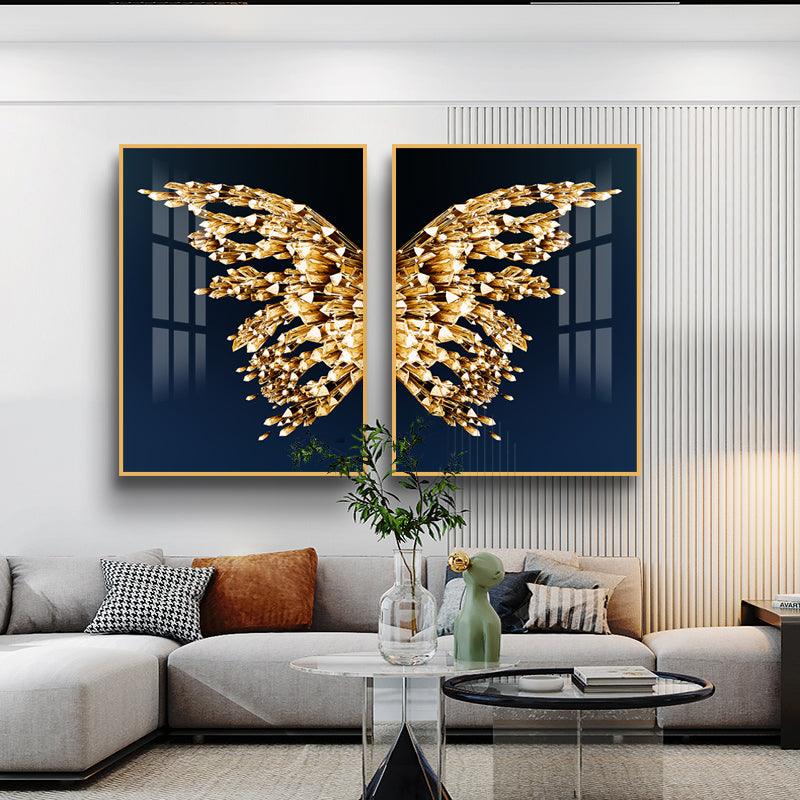 Golden Butterfly Crystal Porcelain Framed Wall Art - Northern Interiors