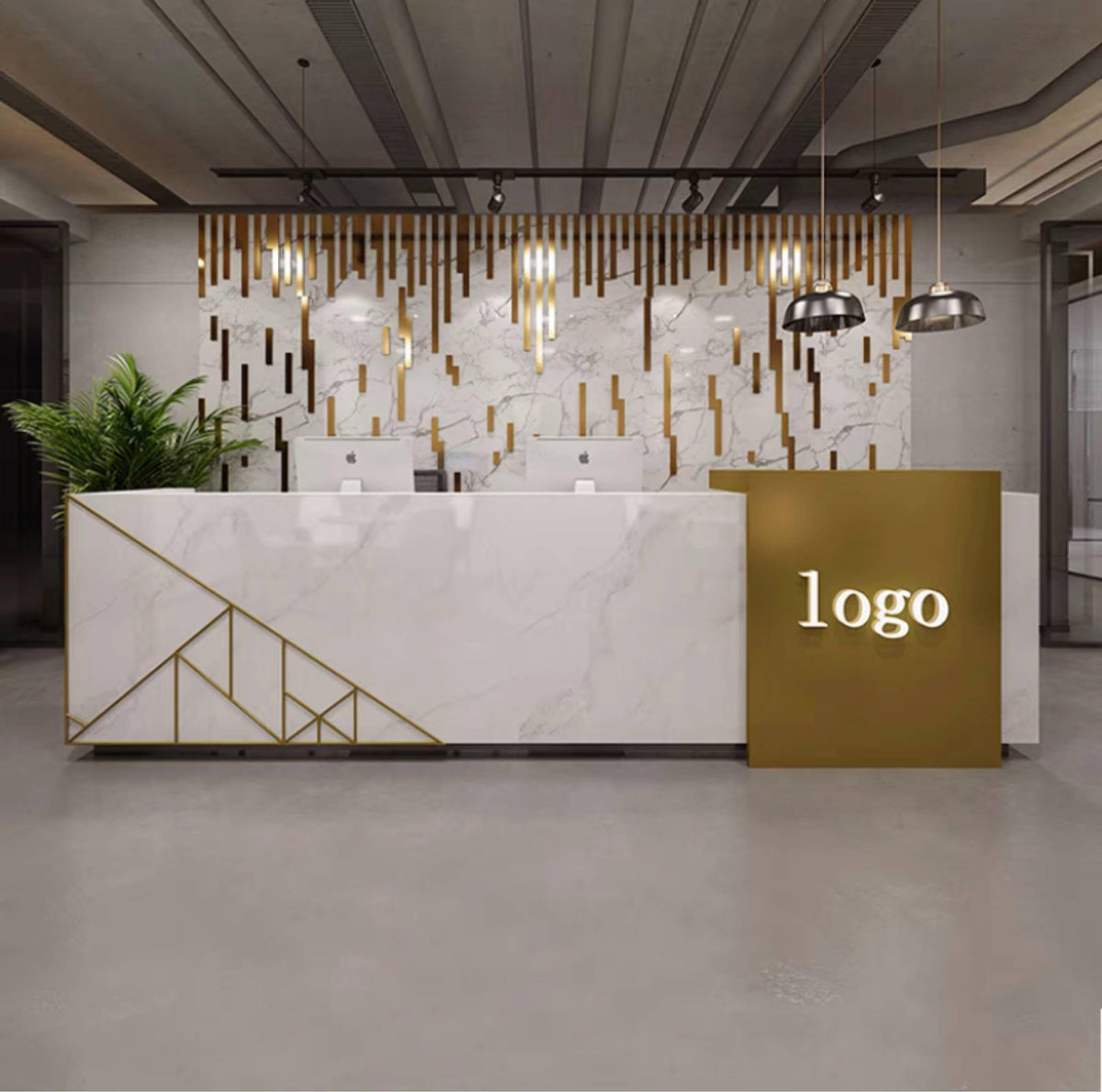 Golden Ice Luxury Reception Desk - Northern Interiors