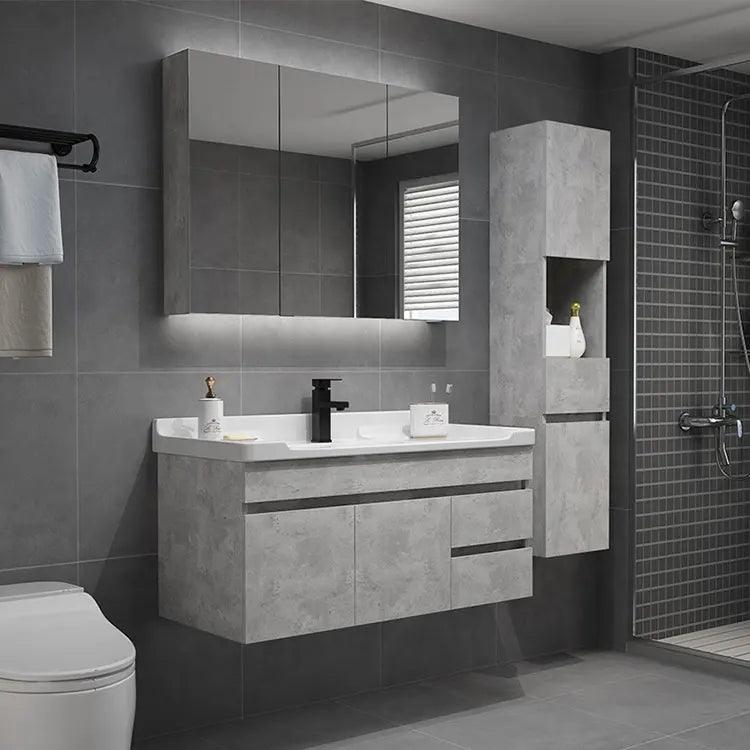 Gray Modern Wall Mount Bathroom Vanity Set - Northern Interiors