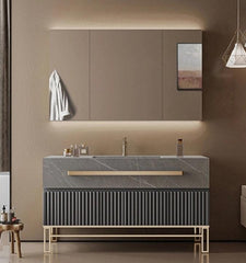 Grey Luxury Bathroom Vanity & LED Mirror Cabinet Set - Northern Interiors