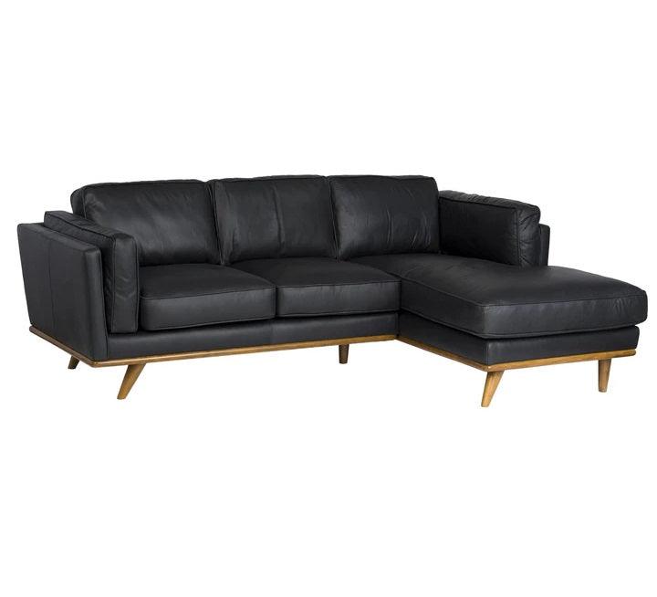 LAS VEGAS ARIA Italian Leather Right Sectional - Charme Black Leather - Northern Interiors