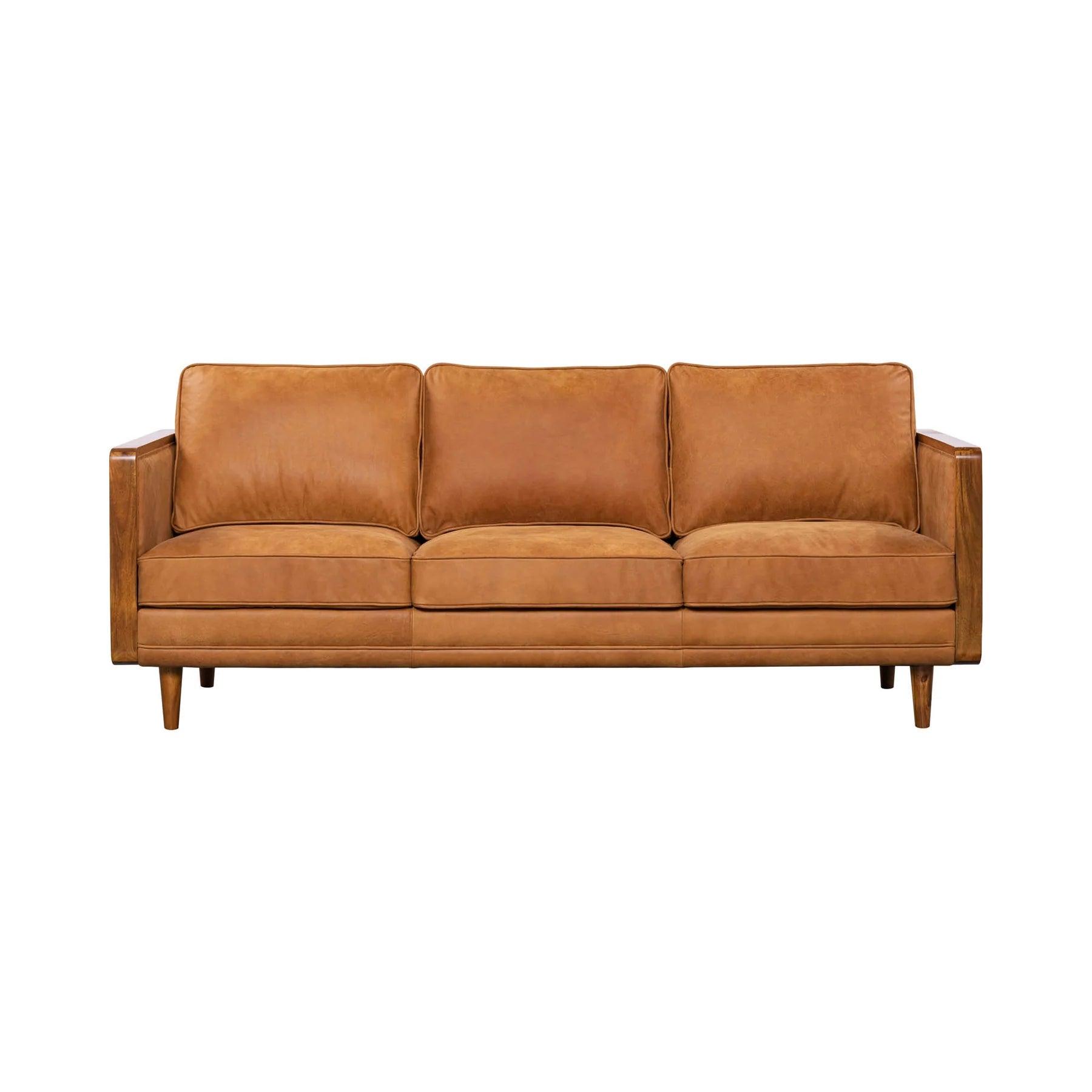 LAS VEGAS MANDALAY Italian Leather Sofa - OUTBACK TAN - Northern Interiors