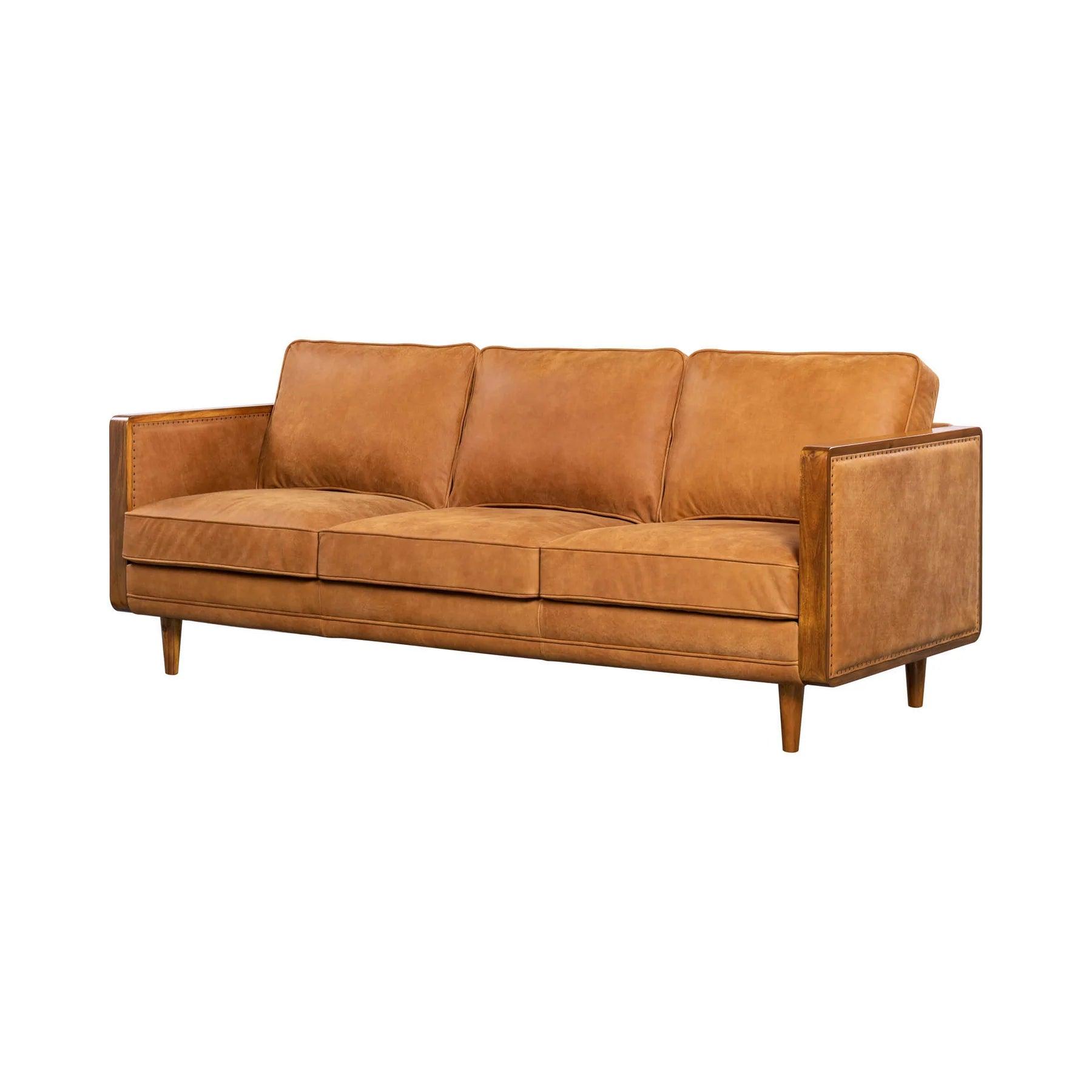 LAS VEGAS MANDALAY Italian Leather Sofa - OUTBACK TAN - Northern Interiors