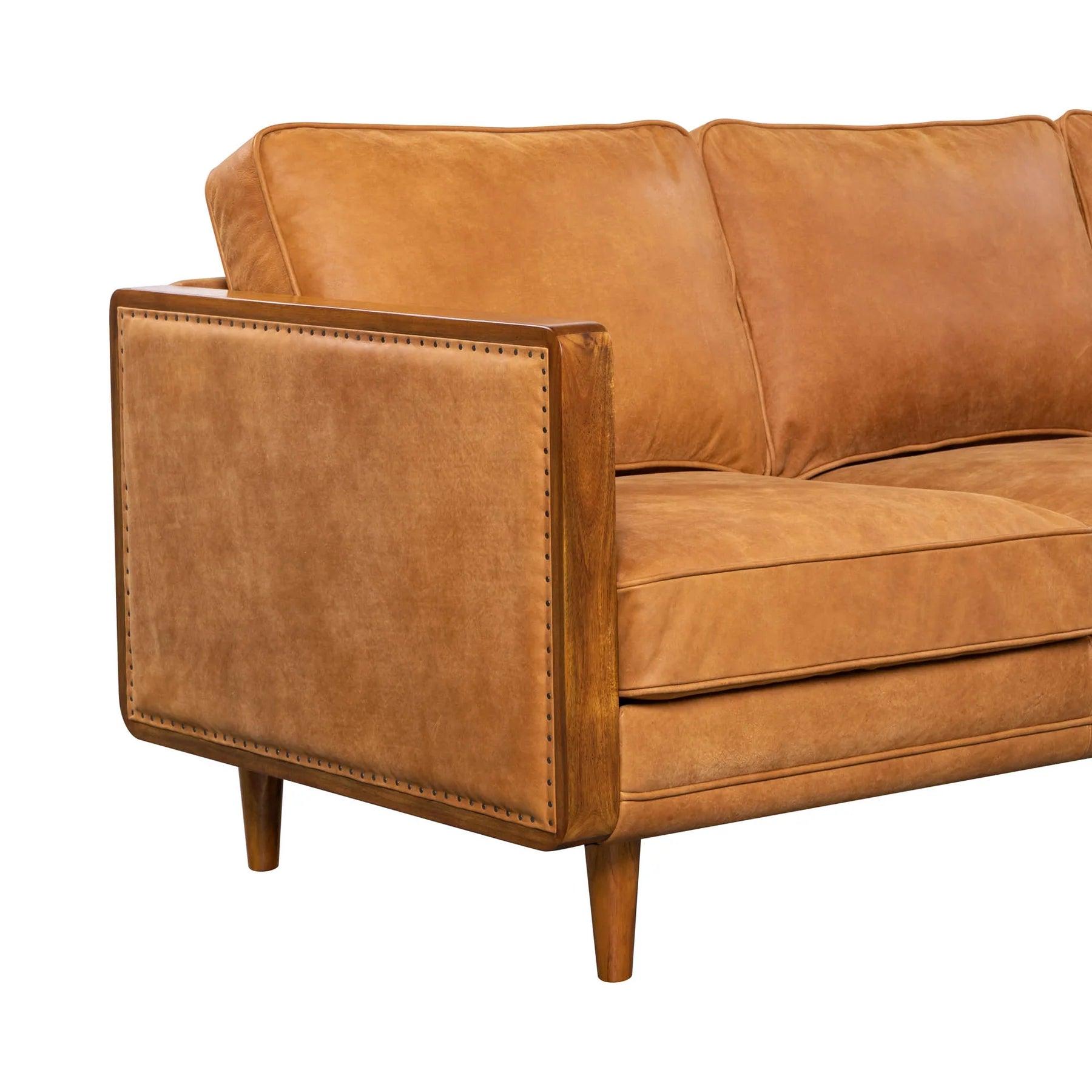 LAS VEGAS MANDALAY Italian Leather Sofa - OUTBACK TAN - Northern Interiors