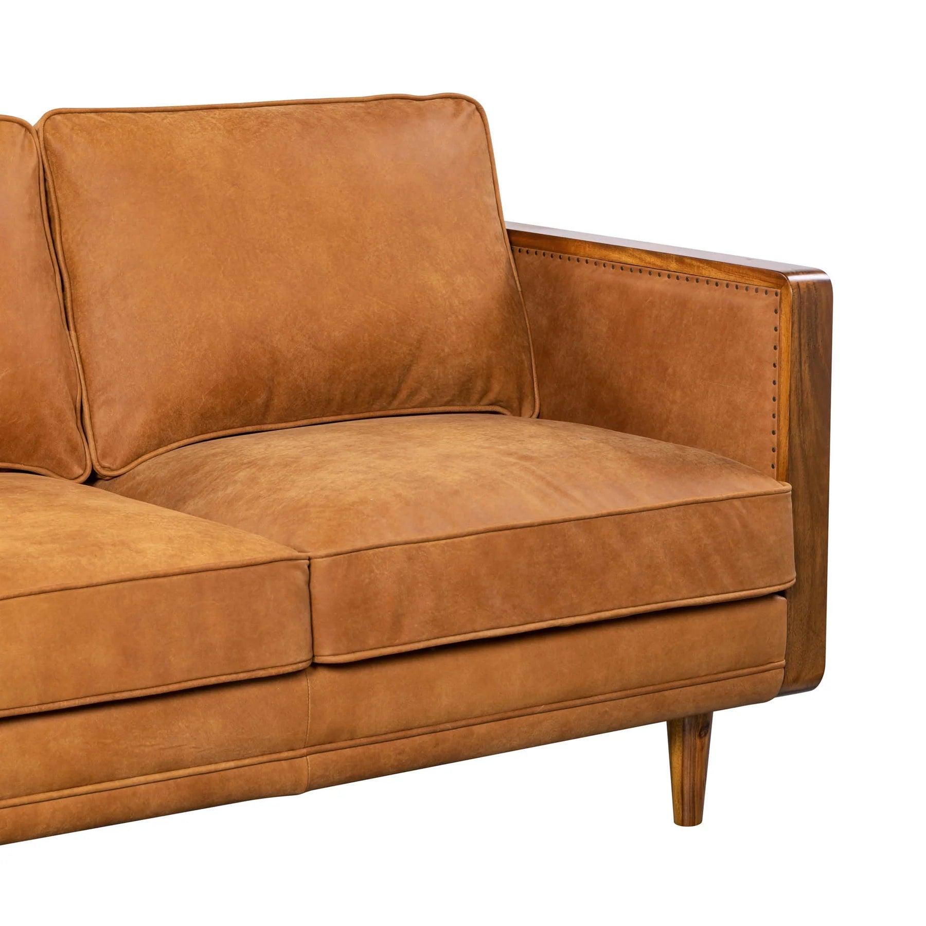 LAS VEGAS MANDALAY Italian Leather Sofa - OUTBACK TAN - Northern Interiors