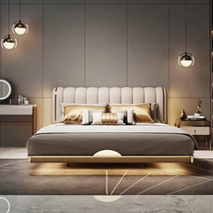 Milan Nights Imitation Leather Luxury Gold Stainless Steel Bed frame - Northern Interiors