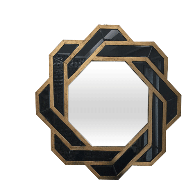 Modern Black & Gold Decorative Wall Mirror - Northern Interiors