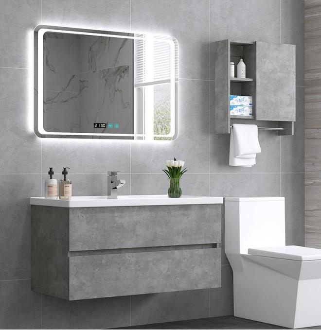 Modern Gray Wall Mount Bathroom Vanity Set - Northern Interiors