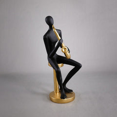 Musician Saxophone Player Black & Gold Statue Decor - Northern Interiors