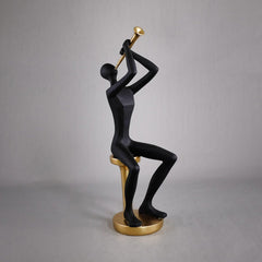 Musician Trumpet Player Black & Gold Statue Decor - Northern Interiors