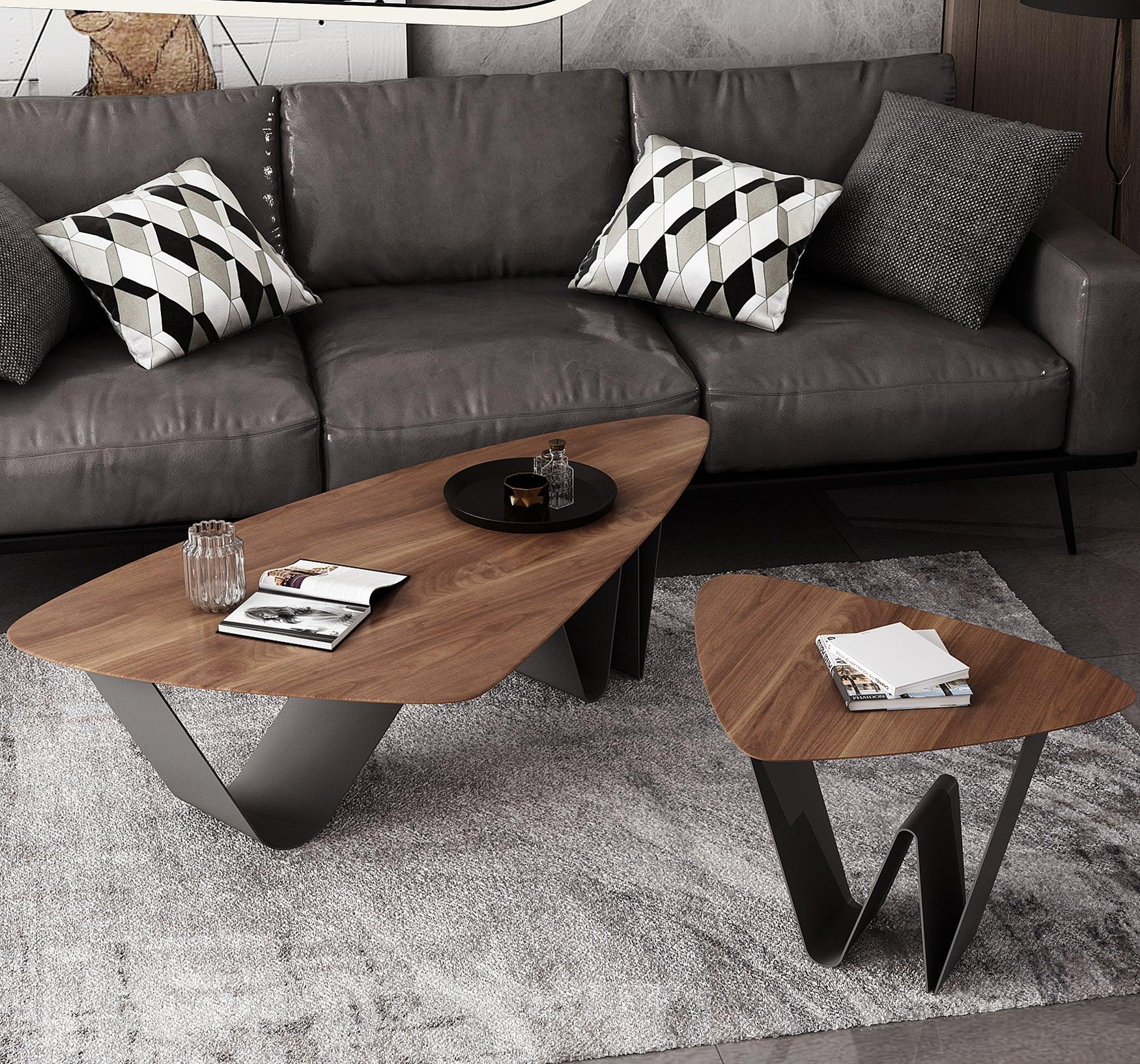 Nordic Modern Walnut Coffee Table and Side table - Northern Interiors