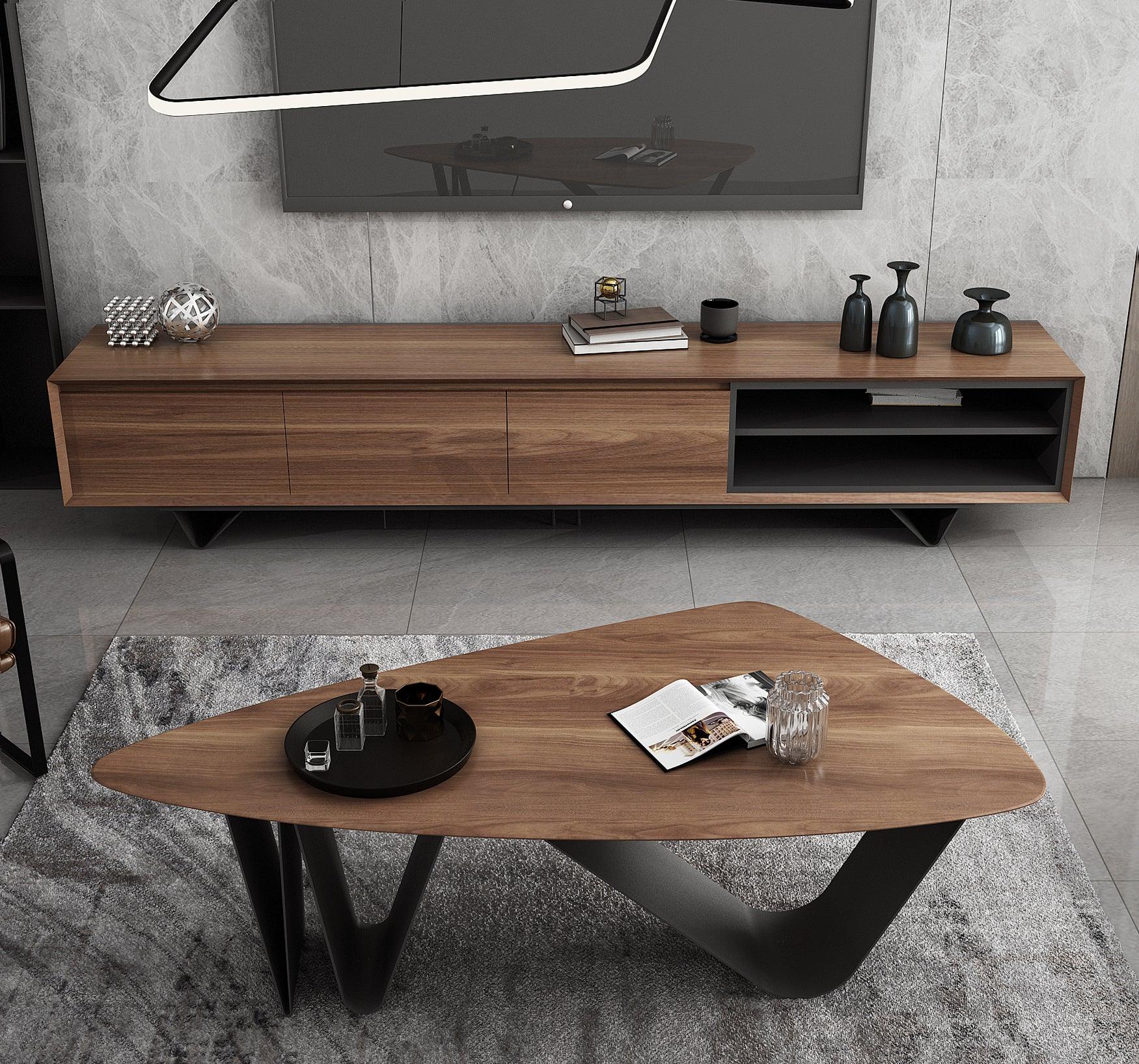 Nordic Modern Walnut Coffee Table and Side table - Northern Interiors