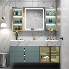 OCEANIA Modern Wall Mount Bathroom Vanity & LED Mirror Cabinet Set - Northern Interiors
