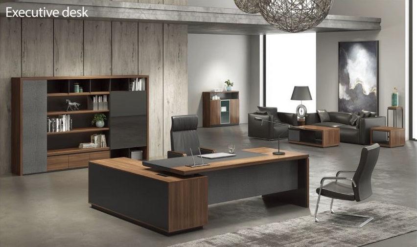 Otto Brown and Gray Executive Luxury Office Desk - Northern Interiors