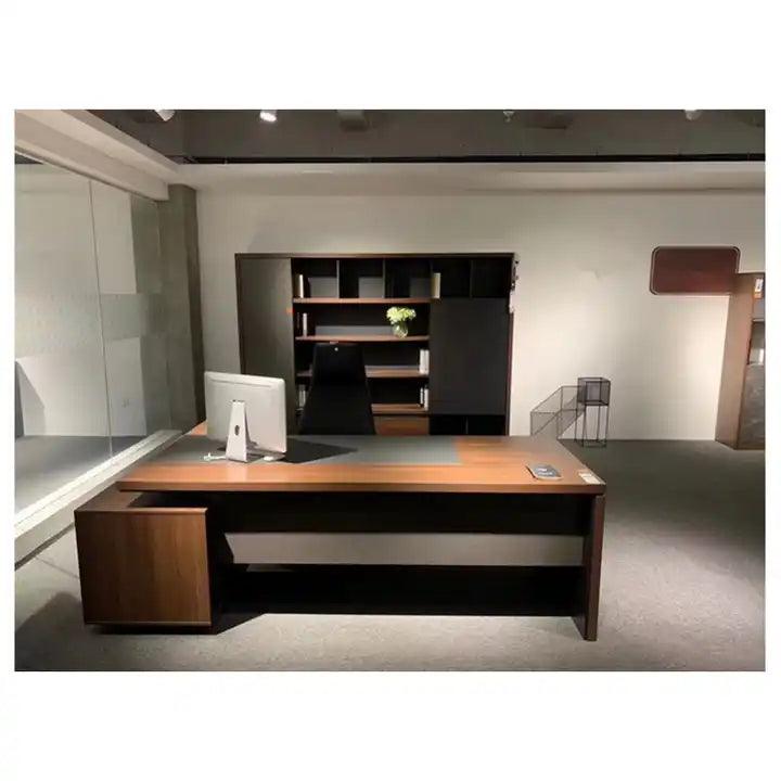 Otto Brown and Gray Executive Luxury Office Desk - Northern Interiors